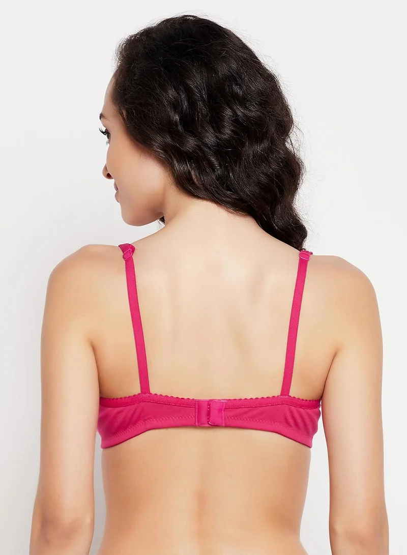 Clovia Pink Non-Padded Non-Wired Full Cup Bra in Hot Pink - Lace for Women | Best Price UAE